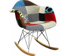 Poltrona Dondolo Moderna Di Design Patchwork Metallo E Legno Per Interno Casa Salotto Soggiorno