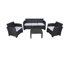 Set da Giardino Salerno 1 Divano 3 Posti+ 2 Poltrone singole + 1 Tavolo Resina Imitazione Ratan