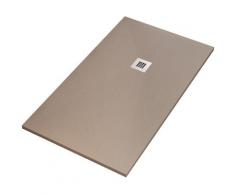 Piatto doccia pietra plus moka ardesia mineral marmo 3cm, misura 80x140