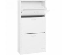 Scarpiera a 3 Piani Scaffale Portascarpe Cassettiera con 3 Scomparti Profondi Bianco Regolabile, 60