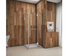 Box Doccia Angolare Doppie Porte Battenti Saloon Vetro Trasparente Temperato Anticalcare 120x80cm