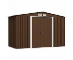 Capanno Attrezzi da Giardino Marrone 257x205x178 cm in Acciaio