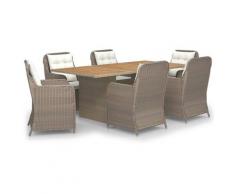 YOUTHUP Set da Pranzo da Giardino 7 pz in Polyrattan Marrone - Marrone