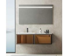 Mobile da bagno sospeso cm 120 con specchio luce led touch serie Tokyo