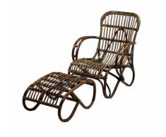 Poltrona Da Giardino In Rattan 86x68h82cm Con Poggiapiedi Adami Marrone