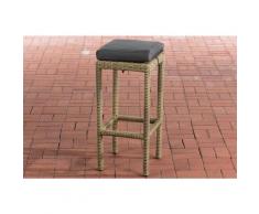Sgabello polyrattan Alia con imbottitura Tondo/natura Antracite