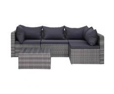 YOUTHUP Set Divani da Giardino 5 pz con Cuscini in Polyrattan Grigio - Grigio