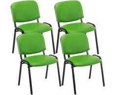 Set 4 Sedie Ufficio Visitatore Ken Imbottite In Similpelle Verde