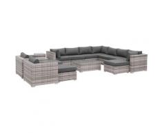 Salotto da giardino, in resina intrecciata XXL - modello: Tripoli - Sfumature di colore: Grigio