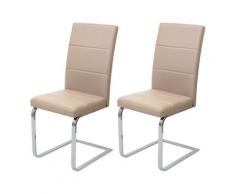 Set 2x sedie sala da pranzo design moderno HWC-F27 struttura a slitta ecopelle crema