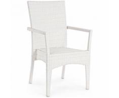 Pz 2 Poltrona Athena Bianca Impilabile Per Esterno Da Giardino In Polyrattan