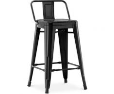 Privatefloor - Sgabello da bar Tolix con schienale basso Pauchard Style - 60cm Nero