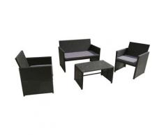 Set Da Giardino Divano Poltrone E Tavolino In Polyrattan Becker Ceriale Nero