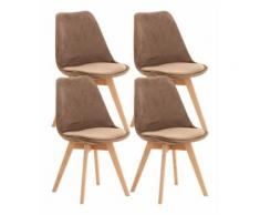 Set 4 Sedie Pranzo Linares Marrone Velluto