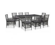 YOUTHUP Set Mobili da Pranzo per Giardino 9 pz in Polyrattan Grigio - Grigio