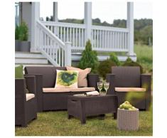 Set Duet Giardino Salottino Keer Resina Rattan Divano 2 Pt 2 Poltrone Tavolino