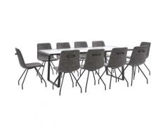 Set Sala da Pranzo 11 pz in Similpelle Marrone Scuro