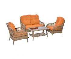 Outsunny Set Mobili da Giardino in Rattan PE con 2 Poltrone Divano e Tavolino e Cuscini, Colore