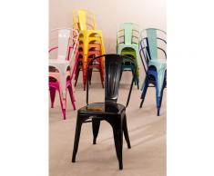 SKLUM Pack 4 Sedie LIX Nero Sala da Pranzo Cucina Bar Stile Industrial