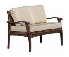 Outsunny Divano da Esterno 2 Posti in Rattan PE, Panchina da Giardino con Cuscini e Braccioli,
