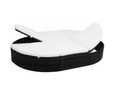 YOUTHUP Lettino Prendisole da Giardino con Cuscino in Polyrattan Nero - Nero