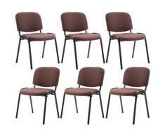 Set 6x Sedie Ufficio Ken In Tessuto Marrone