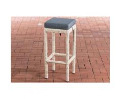 Sgabello polyrattan Alia con imbottitura Tondo/bianco perla Grigio ferro