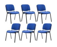 Set 6x Sedie Ufficio Ken In Tessuto Blu