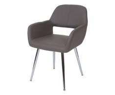 Set 6x sedie lounge HWC-A50 design moderno ecopelle sala pranzo 52x52x80cm grigio scuro