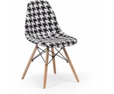 Sedia Brich Scand Tappezzata Pied de Poule Nero Legno Poliestere - Sklum