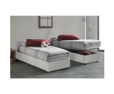 Letto Silvia singolo con contenitore, Made in Italy, in ecopelle, cm 90x200, con apertura Frontale,