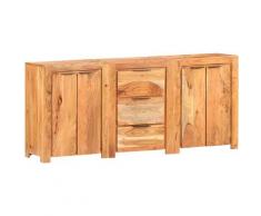 vidaXL Credenza con 3 Cassetti e 4 Ante in Legno Massello di Acacia - Marrone