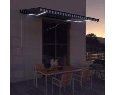 YOUTHUP Tenda con Sensore Vento e LED 450x300 cm Blu e Bianca - Blu