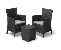 Keter Set salottino per esterno 2 sedie 1 tavolo da balcone giardino in resina vimini