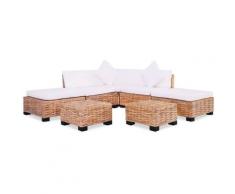 Set Divano 18 pz in Rattan Naturale - Vidaxl