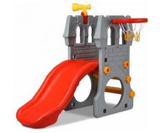 Costway - Activity center centro di attivita Scivolo per Bambini, con Canestro e Telescopio, per