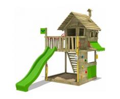 FATMOOSE Parco giochi in legno GroovyGarden Giochi da giardino con scivolo mela verde Casetta da