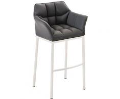 Sgabello Damaso Similpelle Grigio Metallo bianco opaco