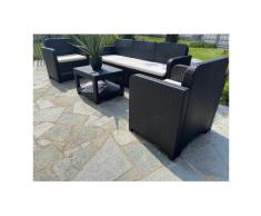 Salotto giardino Grand Soleil POSITANO rattan divano tavolino poltrone 5 posti per esterni | Nero