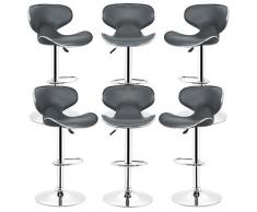 6 x Sgabello per cucina e bar Design Moderno girevole cromato | Grigio
