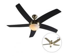 QAZQA Ventilatori da soffitto cool - Moderno - Vetro,Legno,Acciaio - Nero/Oro - Tondo Max. 2 x Watt