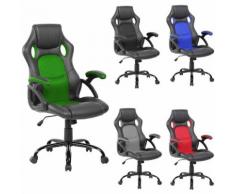 Mobili Rebecca - Rebecca Mobili Sedia Game Poltrona Nero Verde Nylon Finta Pelle Ruote 120x66x63
