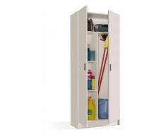 Armadio multiuso armadietto mobile bagno casa garage 2 ante 5 ripiani Bianco 73 X 37 X 180