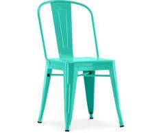 Sedia stile Tolix sedile quadrato - Nuova Edizione - Metallo Pastel green