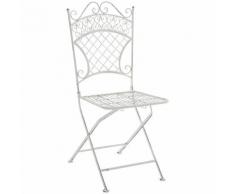 Sedia Giardino con Schienale Bianco Antico CLP Sedia Pieghevole in Ferro Adelar Sedia da Giardino r/étro Nostalgica Sedia da Terrazzo Decorata Bistrot Richiudibile