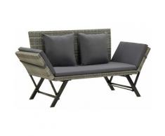 Panchina da Giardino con Cuscini 176 cm in Polyrattan Grigio