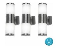 Etc-shop - Set di 3 lampade da parete per esterni a sospensione in acciaio inox con set di