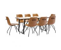 Set Sala da Pranzo 9 pz in Similpelle Cognac