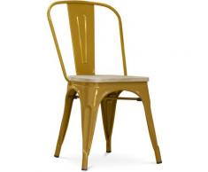 Sedia stile Tolix - Metallo e legno chiaro Oro