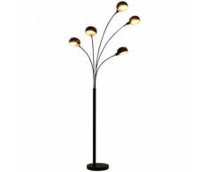 Lampada da Terra 200 cm 5 Bulbi E14 Nero e Oro